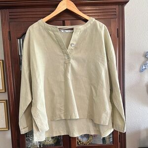 Zara green linen top